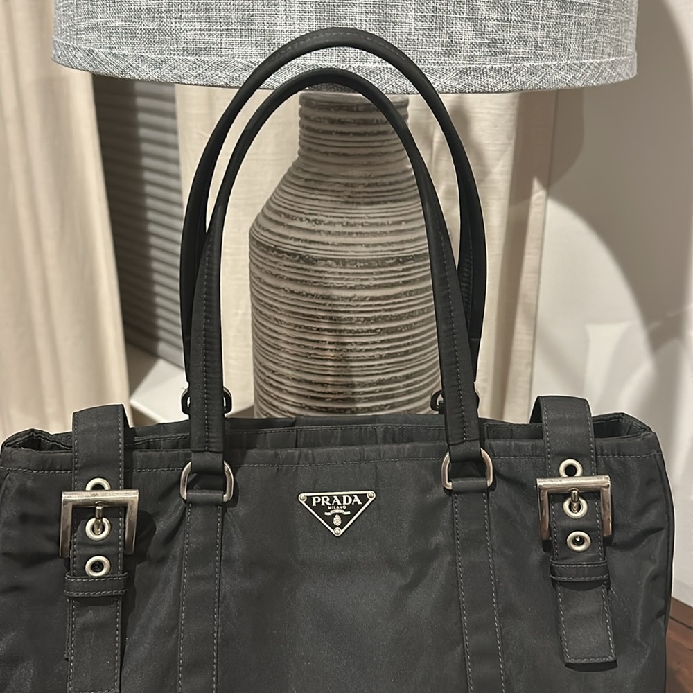 PRADA Black Tessuto Nylon with Silver Hardware Shoulder Bag - Picture 3 of 15